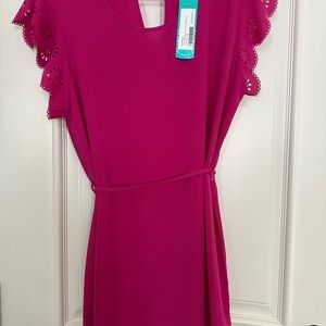 Pink Eyelet Sleeve Maternity Top